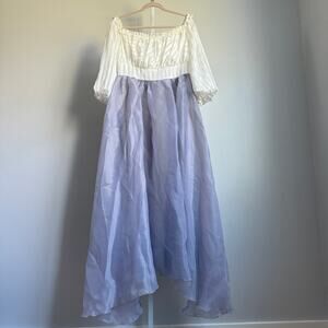 Shein sz XL White & Purple‎ Milkmaid cottage Maxi Dress